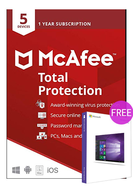 Mcafee Total Protection 5 Devices 1 Year Global(windows 10 pro oem free)