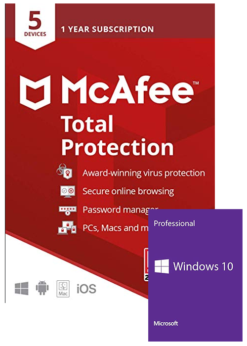 Mcafee Total Protection 5 Devices 1 Year Global+Windows 10 PRO OEM