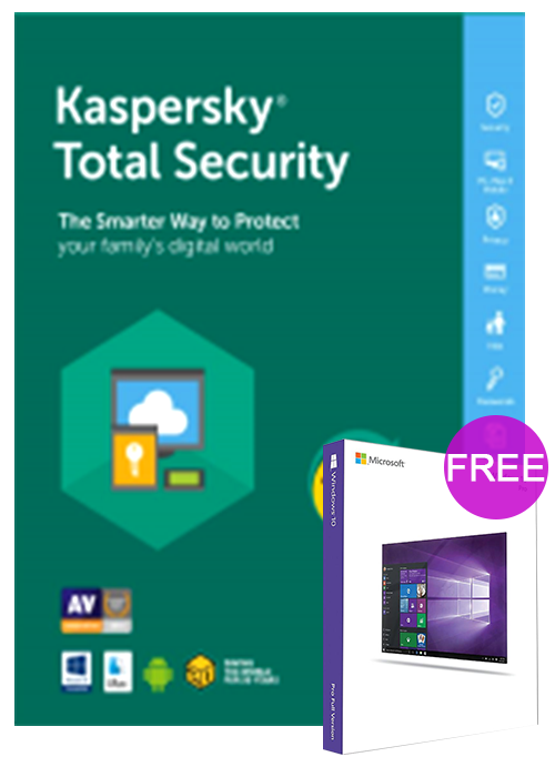 Kaspersky Total Security 1 PC 1 Year Key Global(windows 10 pro oem free)